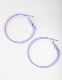 Matte Purple Medium Fine Hoop Earrings - link has visual effect only