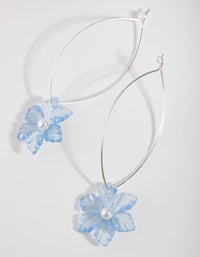 Silver Pearl Centre Flower Hoop Earrings - link has visual effect only