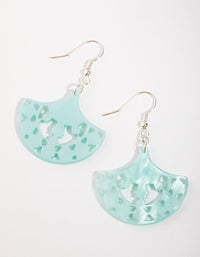 Silver Acrylic Fan Drop Earrings - link has visual effect only