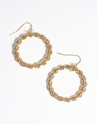Gold Twisted Circle Drop Earrings - link has visual effect only