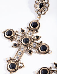 Antique Gold Statement Cross Earrings - link has visual effect only