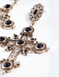 Antique Gold Statement Cross Earrings - link has visual effect only