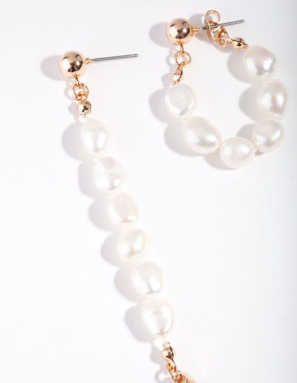 Gold Freshwater Pearl Loop Earring