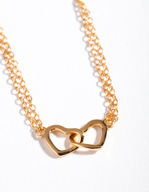 Gold Plated Sterling Silver Double Heart Bracelet Pack