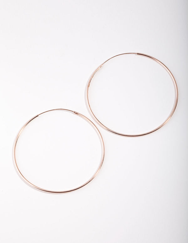 Rose Gold Plated Sterling Silver 50mm Plain Hoop Earrings