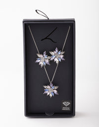 Silver Flower Earring & Necklace Set - link has visual effect only