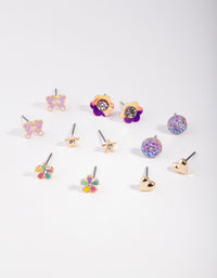 Kids Gold Flower Garden Stud Earring 6-Pack - link has visual effect only