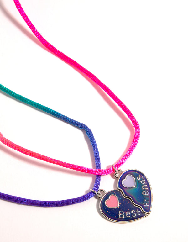 Kids Silver Enamel Heart Mood Best Friend Necklace
