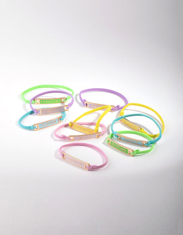 Kids Mixed Metal Enamel Mega Best Friend Stretch Bracelet 10-Pack