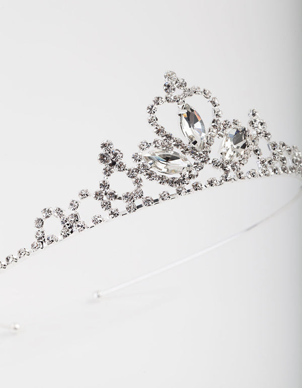 Kids Silver Diamante Tiara Headband
