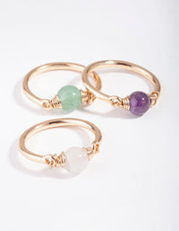 Gold Semi-Precious Sphere 3-Stack Ring - link has visual effect only