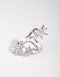 Silver Cubic Zirconia Spiral Stars Ring - link has visual effect only