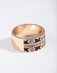 Gold Cross Enamel Diamante Ring - link has visual effect only