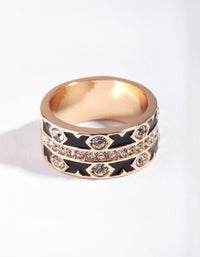 Gold Cross Enamel Diamante Ring - link has visual effect only