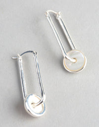 Sterling Silver Mother of Pearl Disc Drop Earrings - link has visual effect only