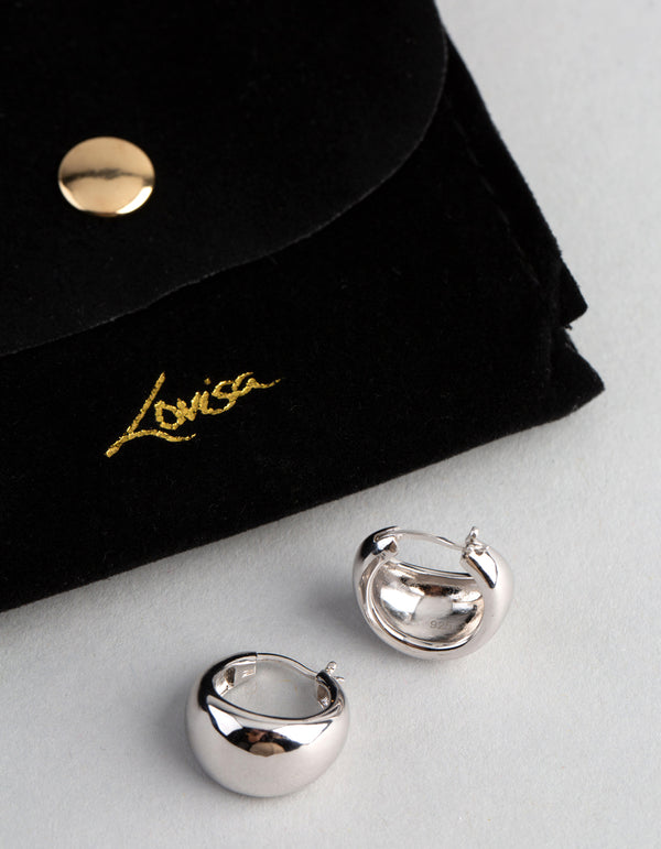 Sterling Silver Small Chubby Hoop Earrings