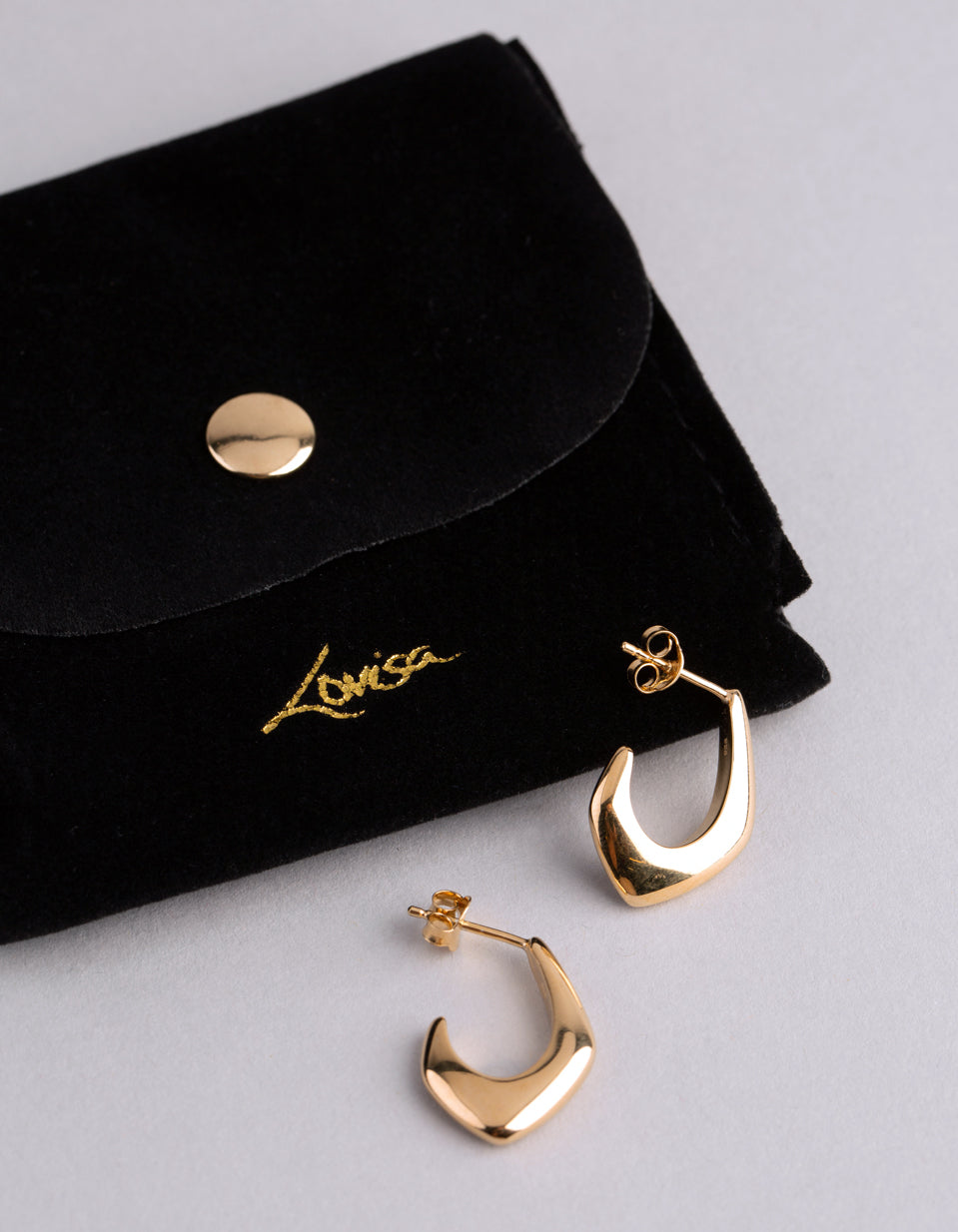 Gold Plated Sterling Silver Small Geo Open Hoop Earrings