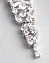Silver Cubic Zirconia Statement Flower Drop Earrings - link has visual effect only