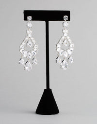 Silver Cubic Zirconia Statement Teardrop Earrings - link has visual effect only