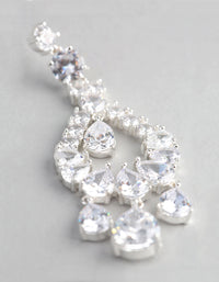 Silver Cubic Zirconia Statement Teardrop Earrings - link has visual effect only