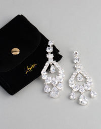 Silver Cubic Zirconia Statement Teardrop Earrings - link has visual effect only