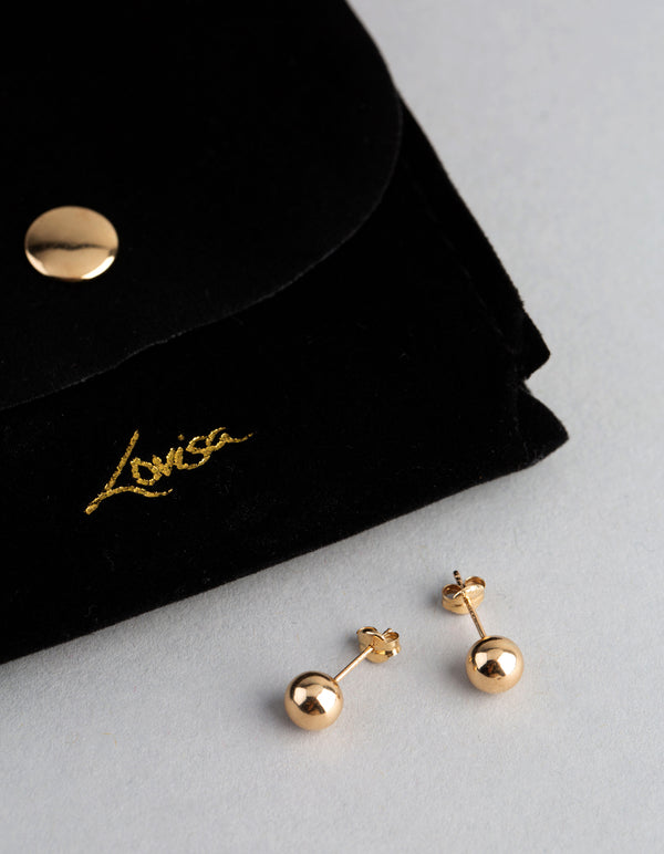 9ct Gold 6mm Polished Ball Stud Earrings