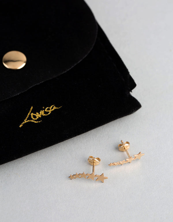 9ct Gold Graduated Star Stud Earrings