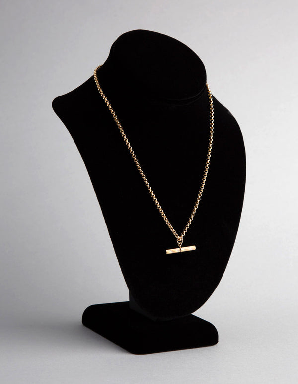 Gold Plated Sterling Silver Rolo Chain Fob Necklace