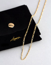 9ct Gold Figaro Chain Necklace - link has visual effect only
