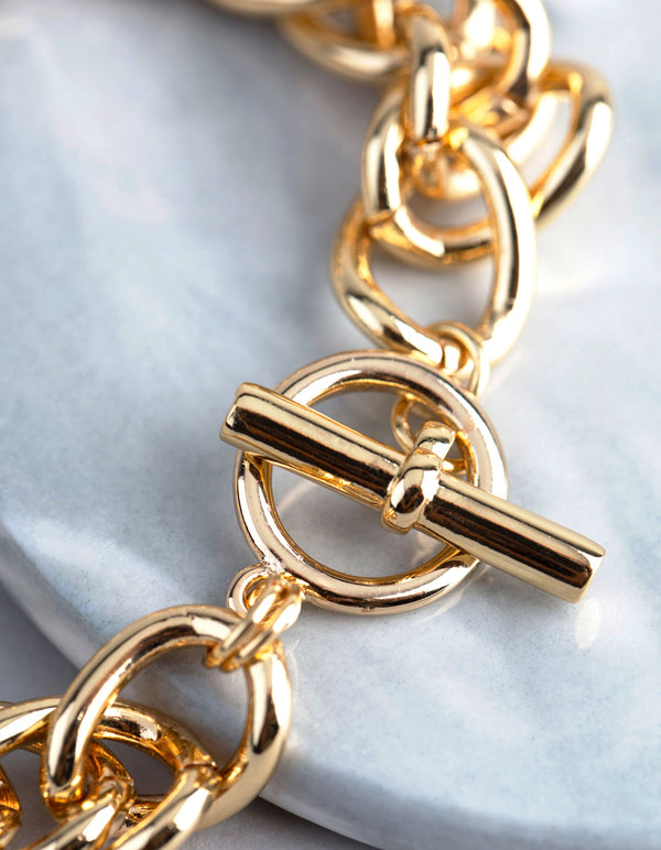 18ct Gold Plated Brass Statement Chain Link T&O Bracelet