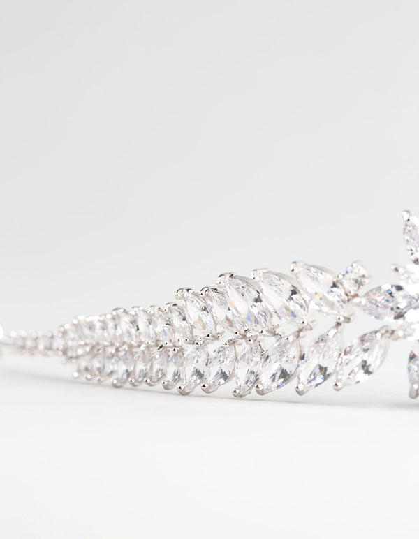 Silver Cubic Zirconia Fern Hair Garland