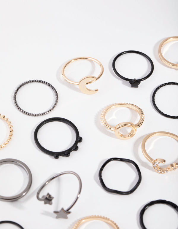 Mixed Metal Celestial Rings 24-Pack