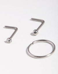 Surgical Steel  Diamante Nose Ring Pack - link has visual effect only