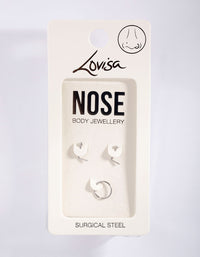Surgical Steel  Diamante Nose Ring Pack - link has visual effect only