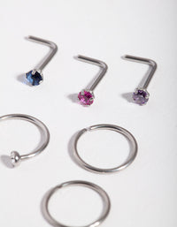 Surgical Steel Diamante Nose Piercing 6-Pack - link has visual effect only
