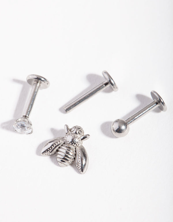 Surgical Steel Diamante & Bee Flat Back Pack