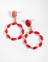 Gold Enamel Twisted Drop Earrings - link has visual effect only