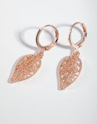 Rose Gold Leaf Huggie Earrings - link has visual effect only