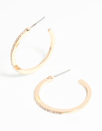 Gold Thin Diamante Hoop Earrings - link has visual effect only