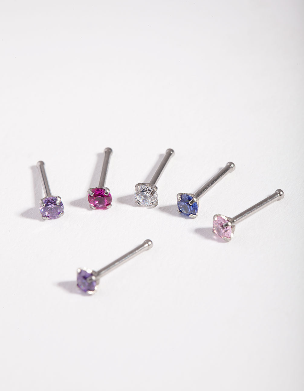 Surgical Steel Diamante Nose Stud 6-Pack