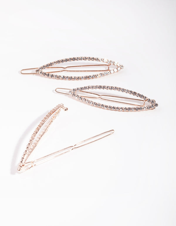 Gold Diamante Open Marquise Pack Clip