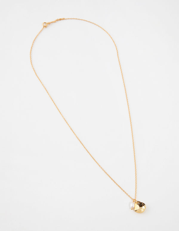 Gold Plated Sterling Silver Freshwater Pearl Cupchain Necklace