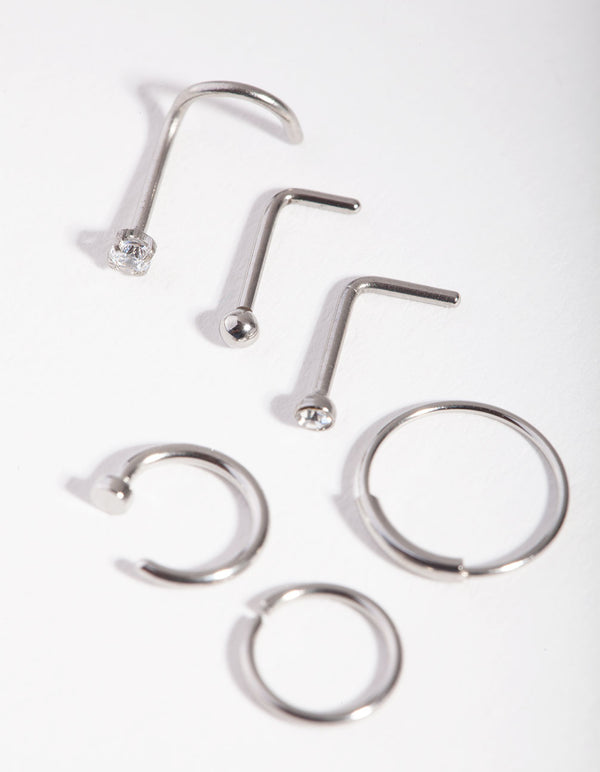Surgical Steel Nail Nose Ring 6-Pack