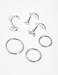 Surgical Steel Diamante Motif Nose Piercings 6-Pack - link has visual effect only