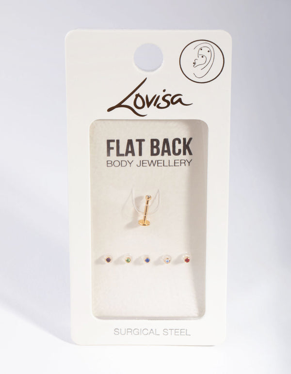 Gold Classic Gem Flat Back 6-Pack