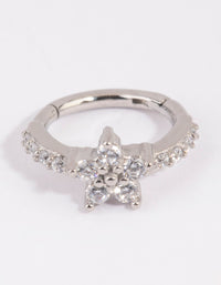 Surgical Steel Cubic Zirconia Flower Clicker - link has visual effect only