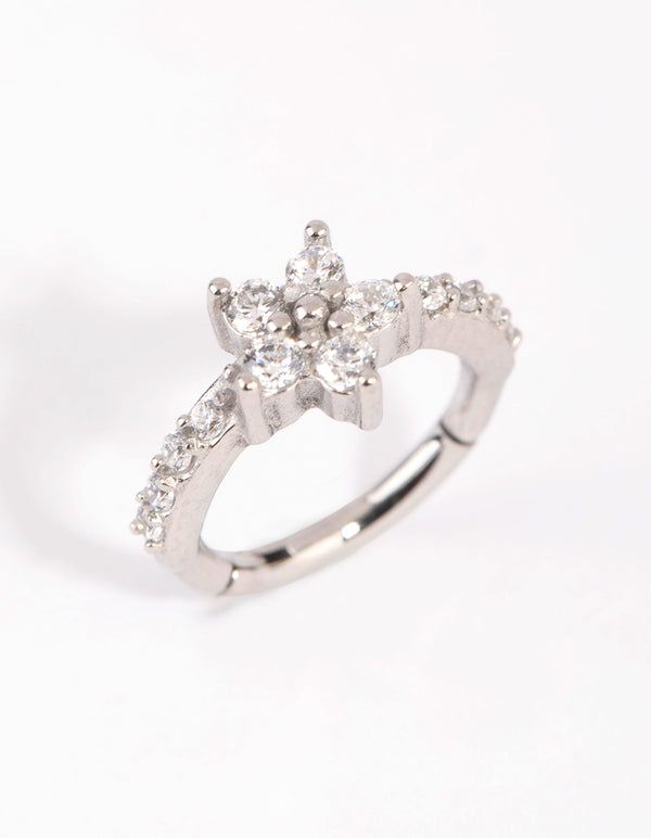 Surgical Steel Cubic Zirconia Flower Clicker