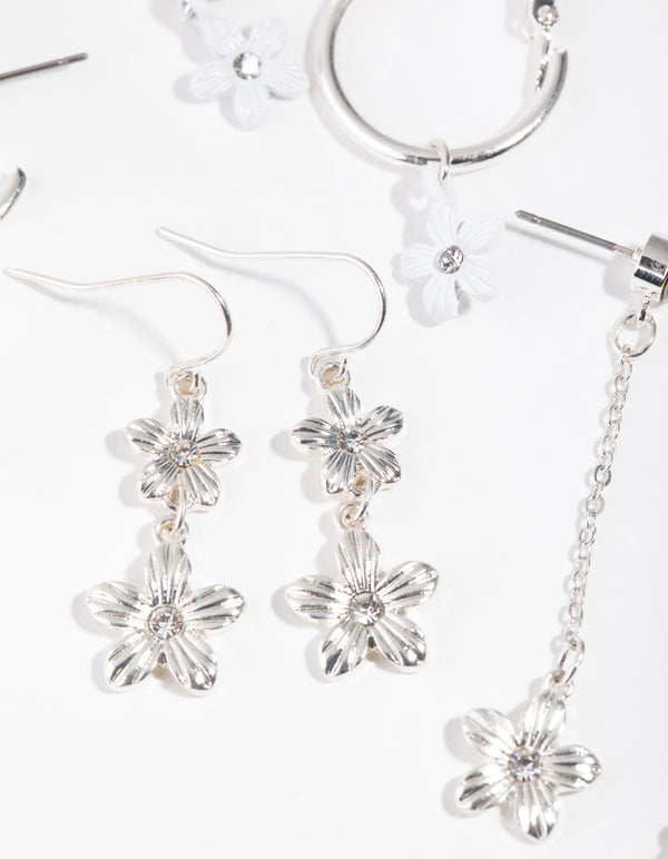 Silver Ditsy Daisy 6-Pack Earring