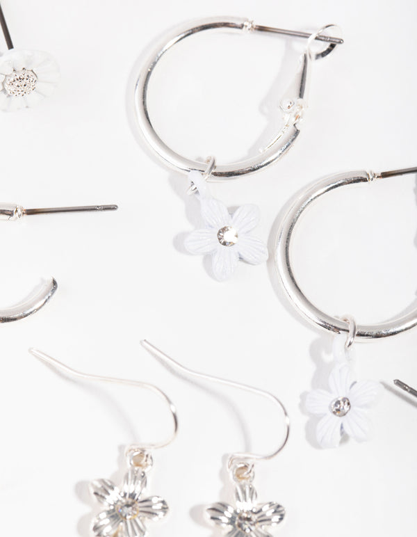 Silver Ditsy Daisy 6-Pack Earring