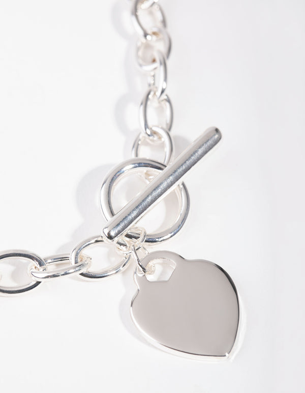 Silver Heart Charm Chain T&O Necklace
